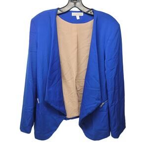 Jealous Tomato Royal Blue Open Front Zipper Blazer Jacket Large